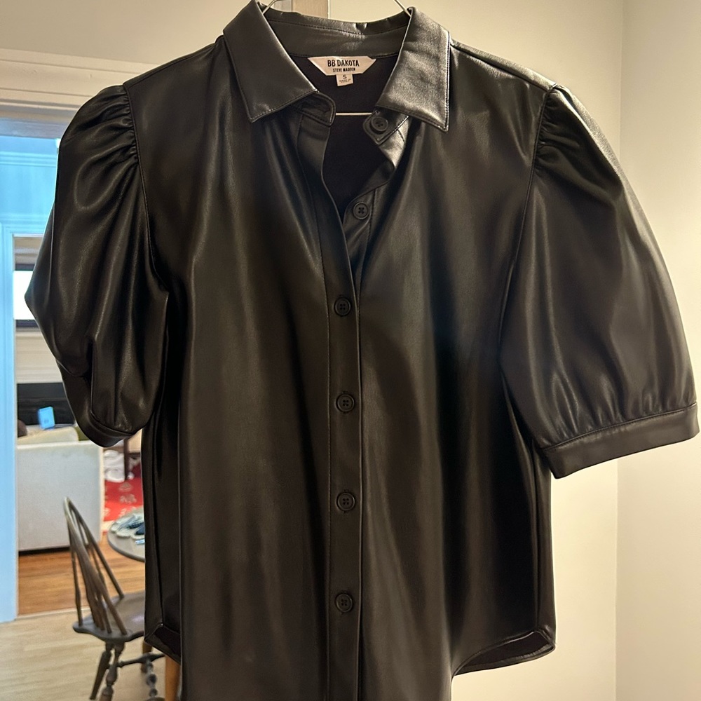 BB Dakota - Puff Sleeves Leather Shirt